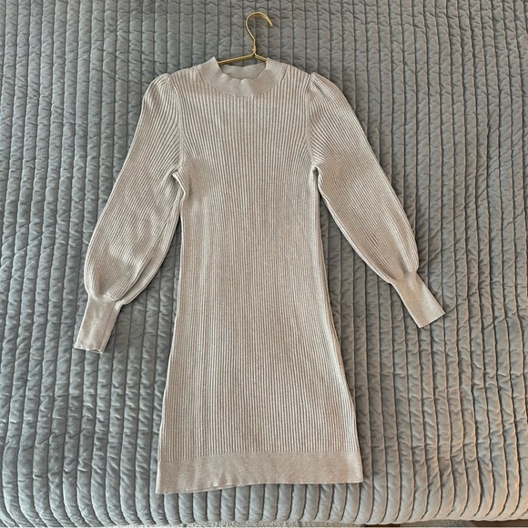Banana Republic Sweater Dress Long Sleeve Tan‎ Size S Mock Neck. - Picture 8 of 8